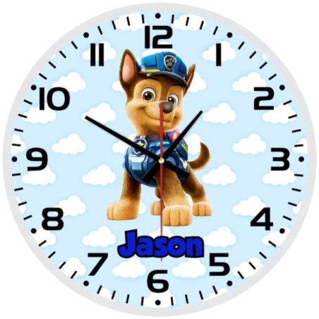 Team Paw Patrol Chase Glass wall Clock