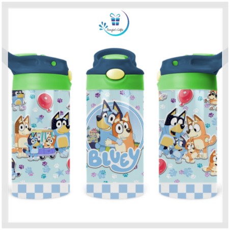 Family Heeler Bluey Personalised 12oz Flip Top Sippy Cup tumblers cups