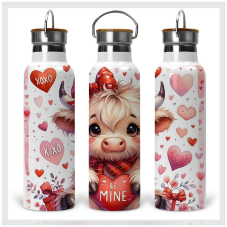 Valentine's Day thermos bottle with wooden lid