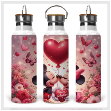 Valentine's Day thermos bottle with wooden lid