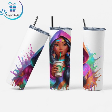 Disney Princess Pocahontas with hoodie Skinny Tumbler