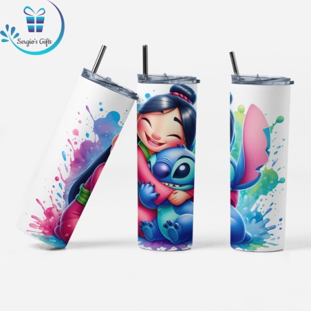 Disney Princess Mulan & Stitch Skinny Tumbler