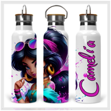 Disney Princess Jasmine Drink Bottle with Wooden Lid