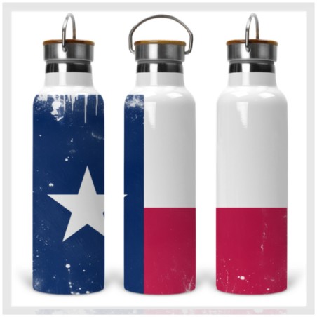 Patriotic Flag of Texas Drink Bottle with Wooden Lid