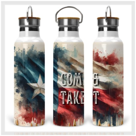 Patriotic Flag of Texas Drink Bottle with Wooden Lid