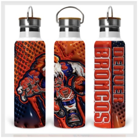 Denver Broncos Drink Bottle with Wooden Lid