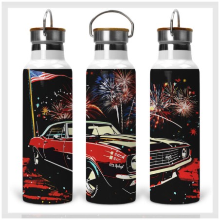 American Muscle Cars Drink Bottle with Wooden Lid