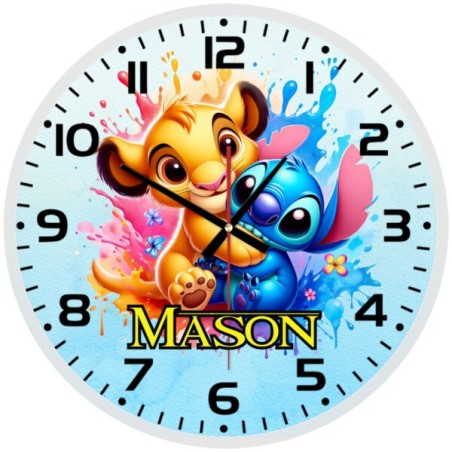 Disney Lion King Simba & Stitch Wall Clock