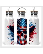 Patriotic 20oz Drink Bottles with Wooden Lids - Stylish